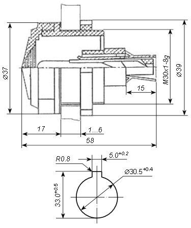 Схема габаритных размеров арматуры АЕ