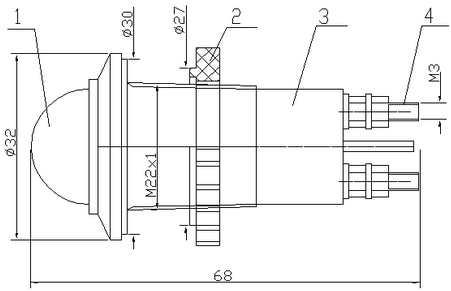 Схема габаритных размеров арматуры АС-С-22ПМ 