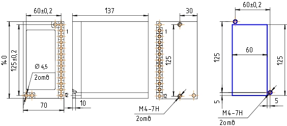 Схема габаритных размеров устройства НЛ-5