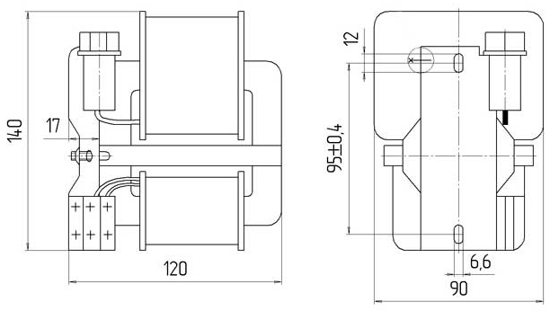 Схема габаритных размеров трансформатора ОСЗ-730