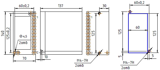 Схема габаритных и установочных размеров реле АЛ-1