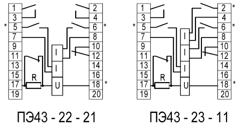 Схема электрических подключений реле ПЭ43 и ПЭ43-М