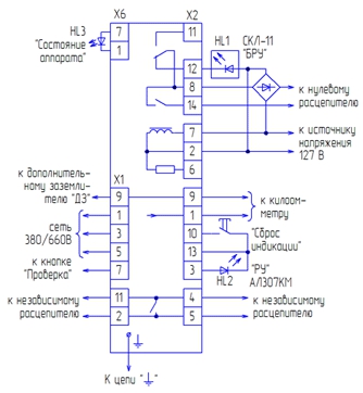 Схема соединений аппарата АЗУР-1М