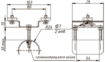 Рис.1. Габаритные размеры концевого зажима для плоского кабеля 07PL-03