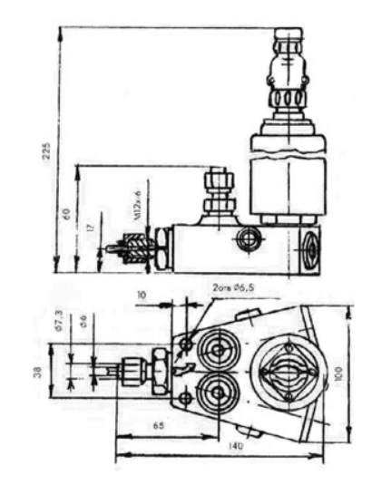 Рис.1 Схема габаритных размеров пневмоэлектроклапана ПЭКДД-М2